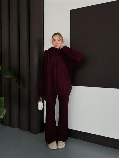 Lunara Örgü Takım - Bordo