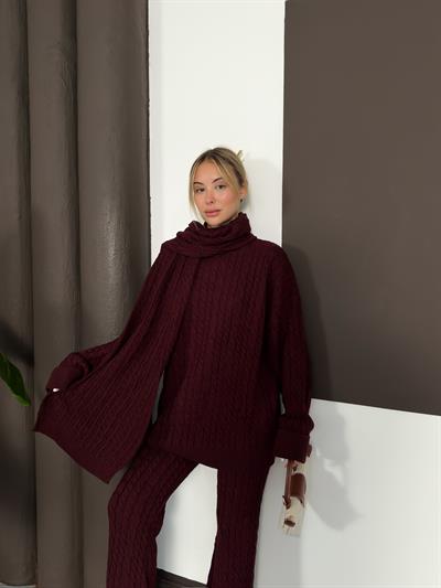 Lunara Örgü Takım - Bordo