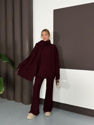 Lunara Örgü Takım - Bordo