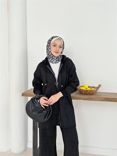 Marina Taş Detay Alt-Üst Takım - Siyah