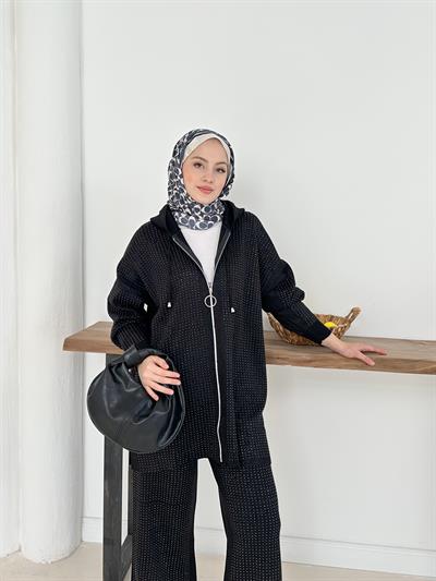 Marina Taş Detay Alt-Üst Takım - Siyah