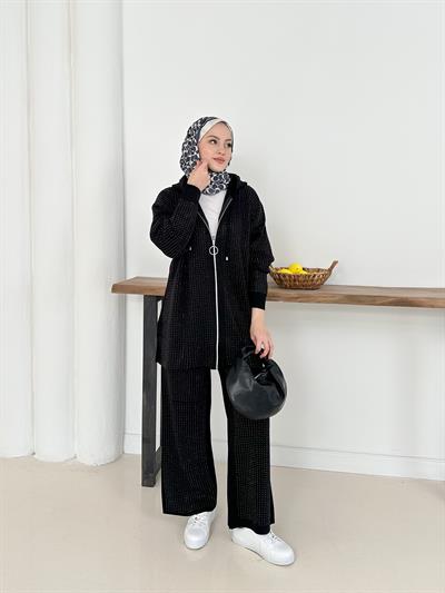 Marina Taş Detay Alt-Üst Takım - Siyah