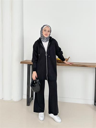 Marina Taş Detay Alt-Üst Takım - Siyah