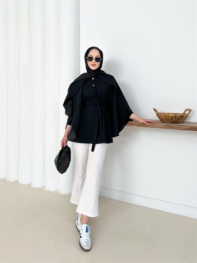 Monaco Pelerin Trench - Siyah