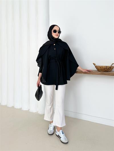 Monaco Pelerin Trench - Siyah