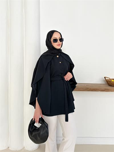Monaco Pelerin Trench - Siyah