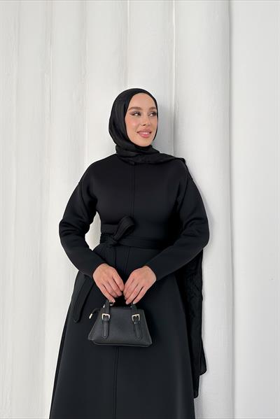 Orlina Scuba Elbise - Siyah