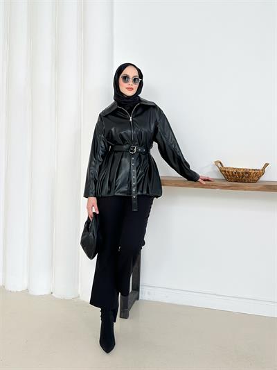 Viola Deri Ceket - Siyah