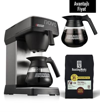 Bravilor Bonamat Novo Filtre Kahve Makinesi – 2 Cam Potlu (3,4 Lt) + 1 kg Filtre Kahve Hediye