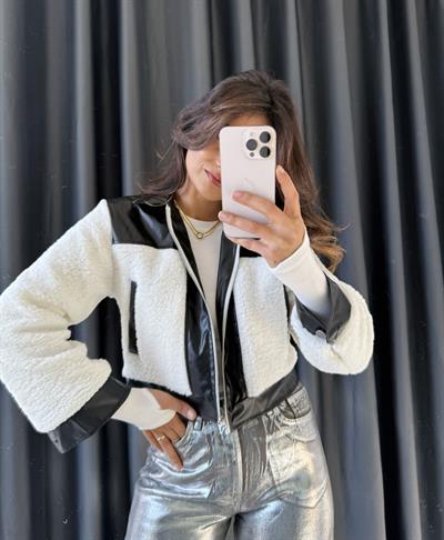 Deri Teddy Crop Mont