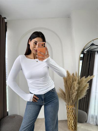 Dilvin Kayıkyaka Bluz Beyaz