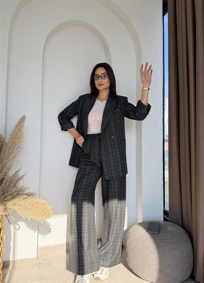 Ekoseli Lüks Oversize Takım Elbise