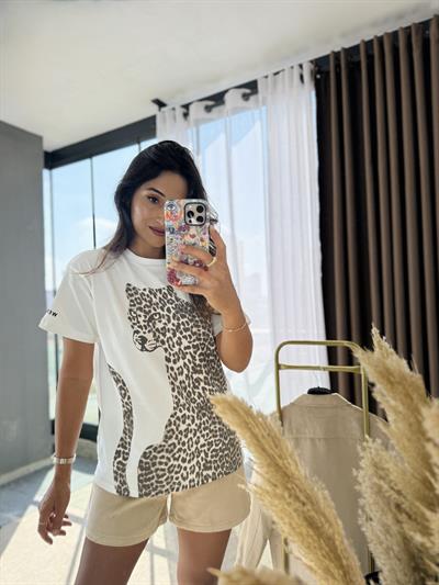 Leopar Baskılı Oversize Tişört