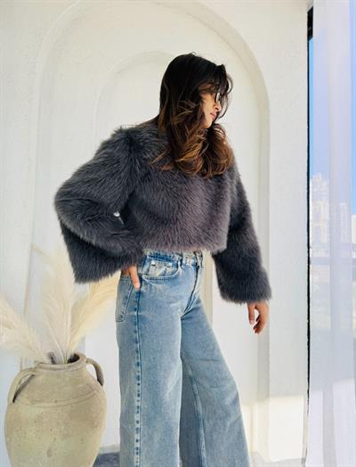 Lolita Crop Kürk Füme