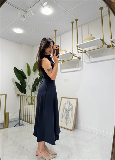 Mango Model Romantik Elbise Lacivert