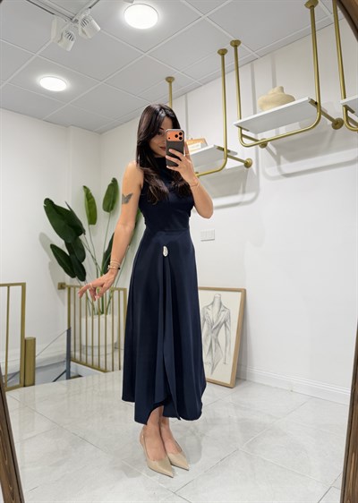 Mango Model Romantik Elbise Lacivert