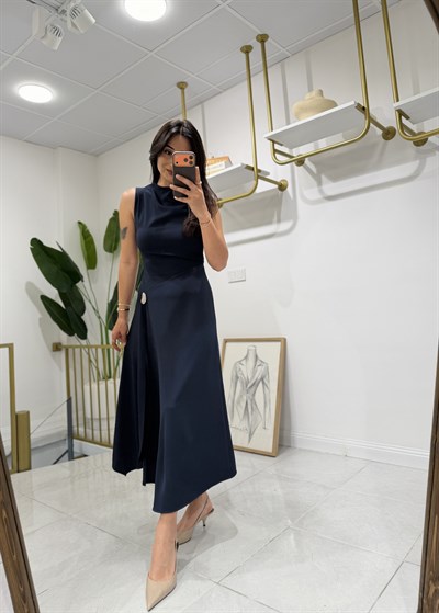 Mango Model Romantik Elbise Lacivert