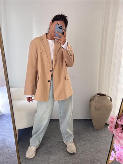 OVERSİZE KETEN BLAZER SÜTLÜKAHVE