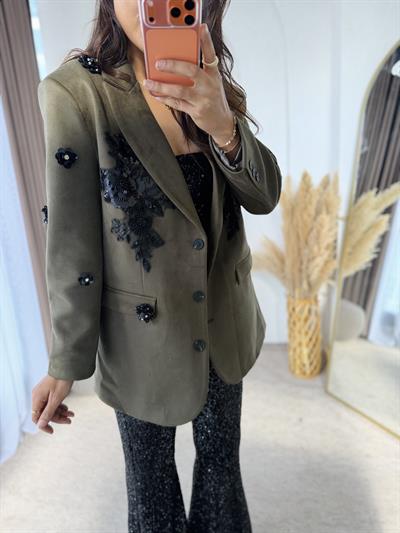 Premium Kadife Payetli Blazer