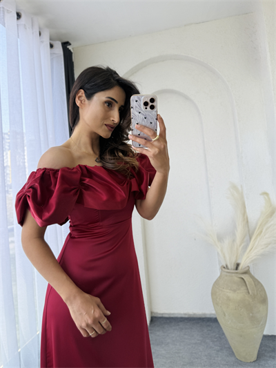 Sole Abiye Elbise Bordo