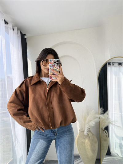 Süet Bomber Ceket Camel