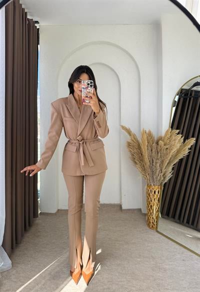 Vintage Blazer Takım Kahve