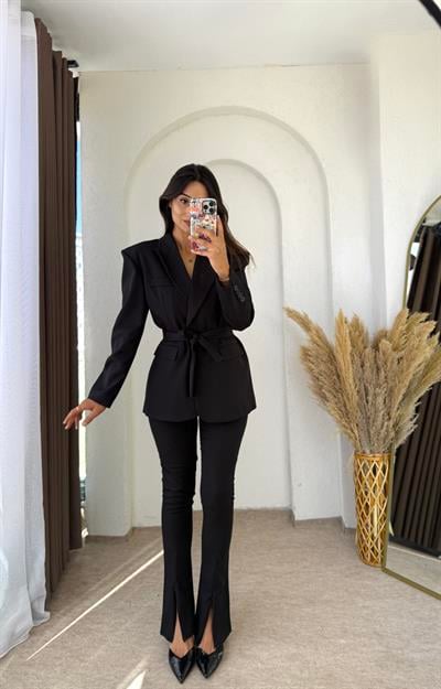 Vintage Blazer Takım Siyah
