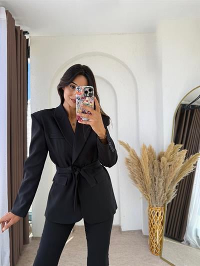 Vintage Blazer Takım Siyah