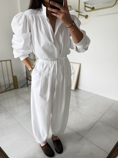 Vintage Poplin Takım Beyaz