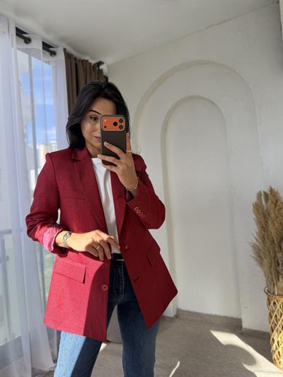 Yünefekt Blazer Bordo