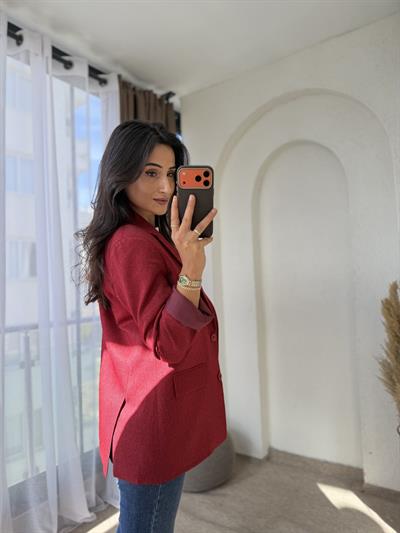 Yünefekt Blazer Bordo