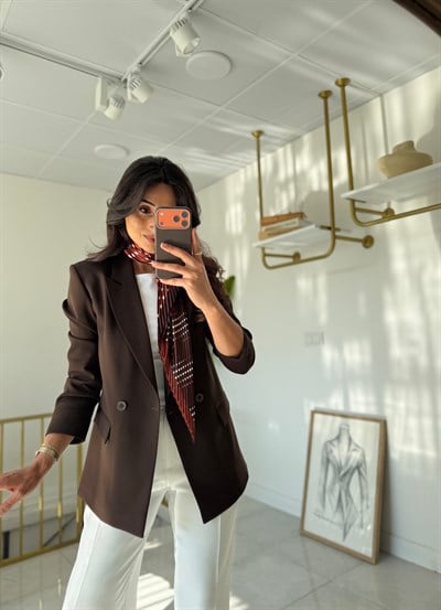 Zara  Kahverengi Blazer(Fular Hediyeli)