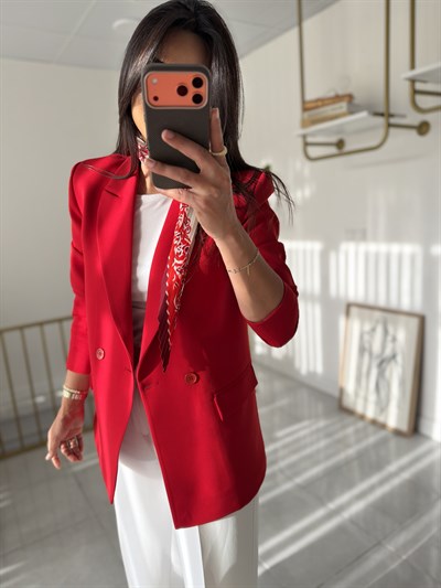 Zara Kırmızı Blazer Ceket (Fular Hediyeli