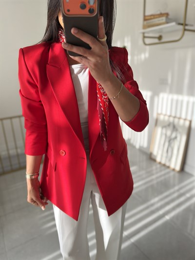 Zara Kırmızı Blazer Ceket (Fular Hediyeli