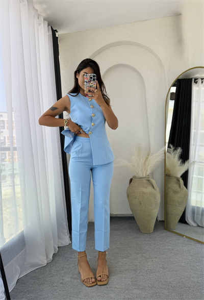 Zara Kloş Vatkalı Yelek Takım Bebemavi
