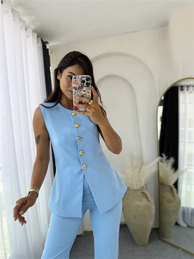 Zara Kloş Vatkalı Yelek Takım Bebemavi
