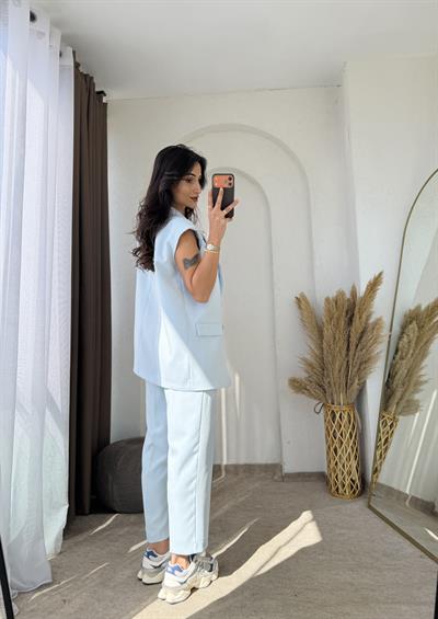 Zara Model Vatkalı Yelek Takım Bebemavi