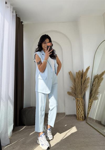 Zara Model Vatkalı Yelek Takım Bebemavi