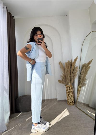 Zara Model Vatkalı Yelek Takım Bebemavi