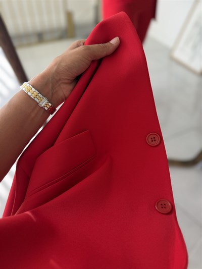 Zara Model Vatkalı Yelek Takım Kırmızı