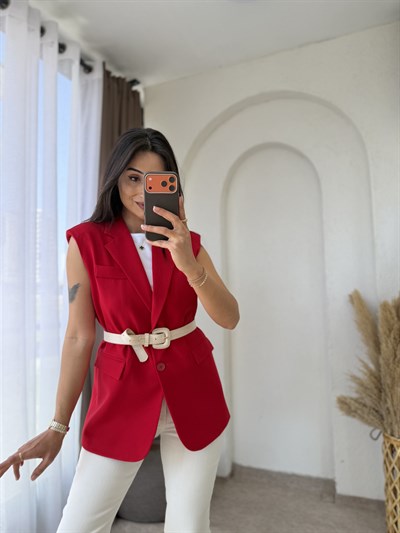 Zara Vatkalı Yelek Kırmızı