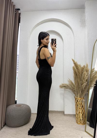 Zerafina Taşlı Siyah Elbise