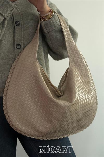 Kadın Retro Pinterest Salaş Stil Örtü Dokulu Omuz Çantası