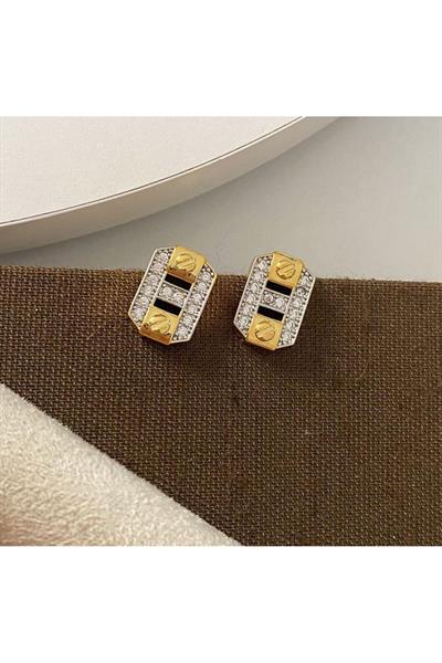 Zirkon Taş Ve Gold Detay Diamonds Figür Gold Renk Küpe