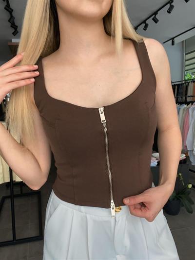 fermuarlı askılı crop
