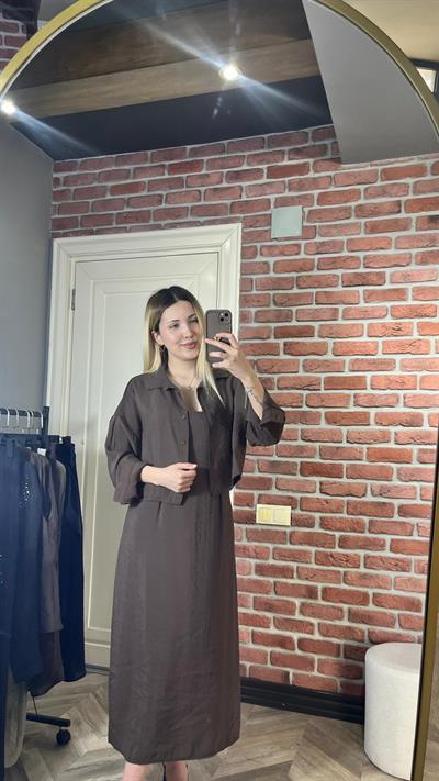 gömlekli ince askılı elbise