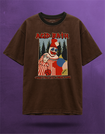 Acid Bath Tasarımlı Kahverengi Tişört