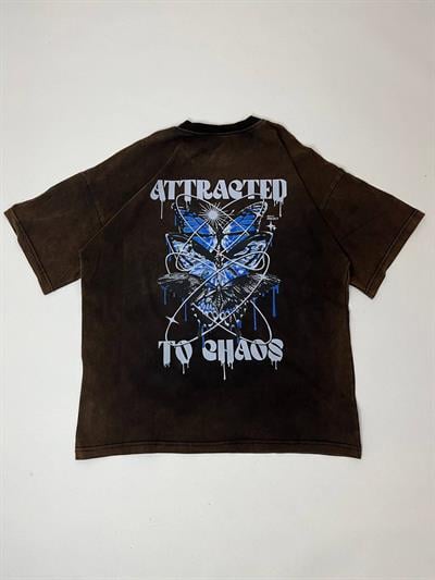 CHOES Oversize Asid Wash Tshirt - Koyu Kahve