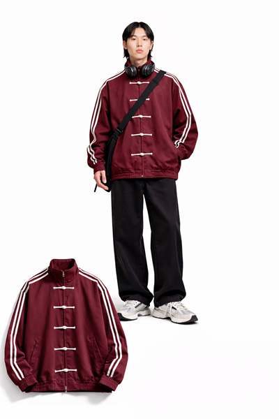 Çin Düğmeli Oversize Unisex Ceket ( Siyah )