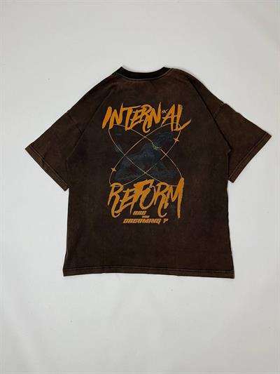INTERNAL REFORM Oversize Asid Wash Tshirt - Koyu Kahve